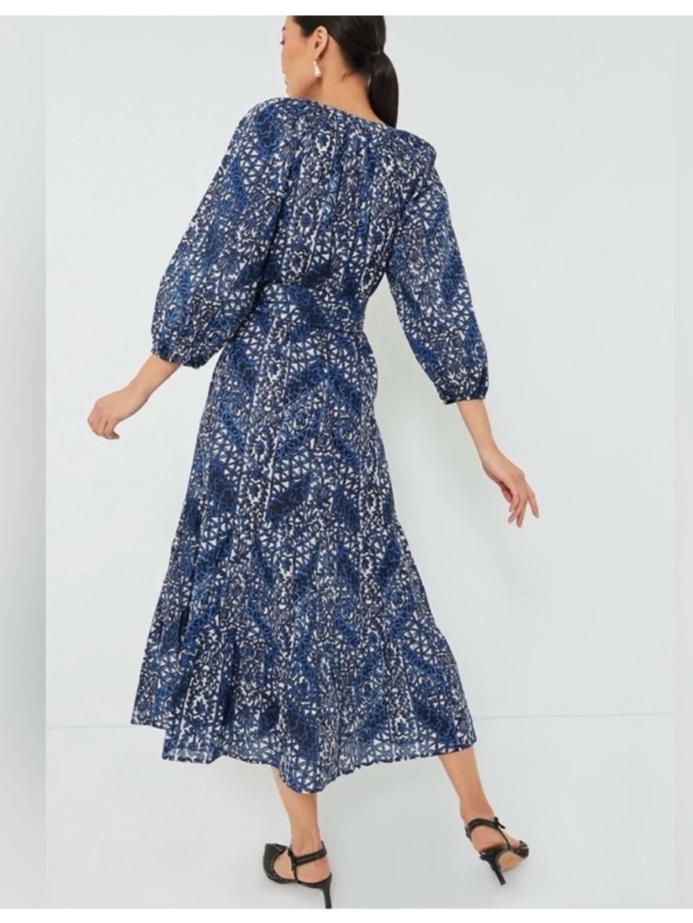NWT Tuckernuck Montecitos Lyles Midnight Blue Floral Maxi Dress size XL - Picture 4 of 5